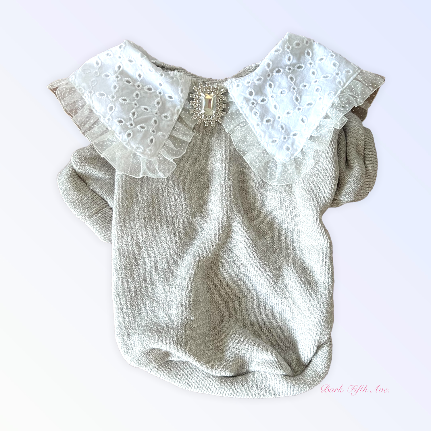 Bark Fifth Avenue Princess Lace Lapel Sweater Dog Clothes