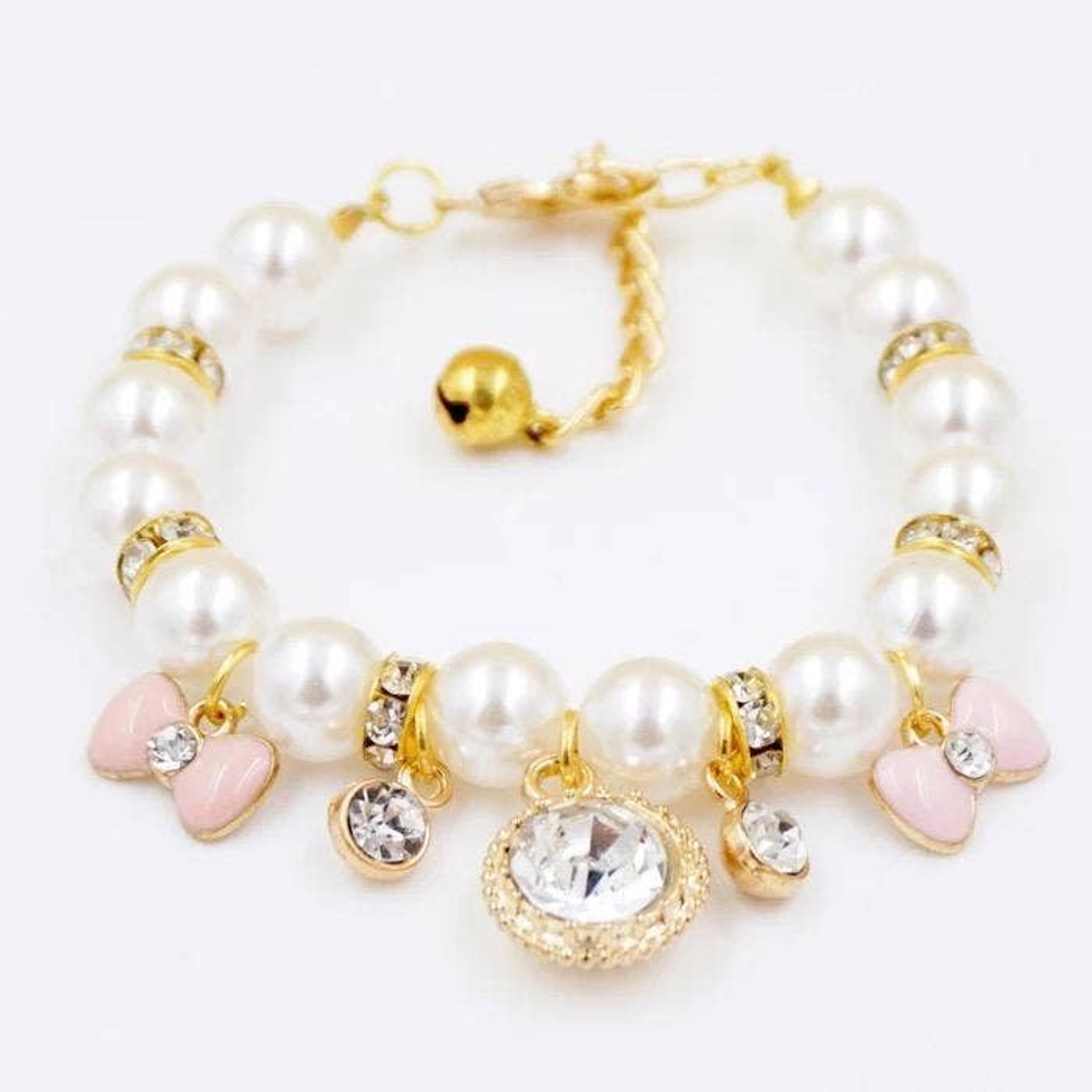 Bark Fifth Avenue Princess Pearl Charm Collar Dog Collars
