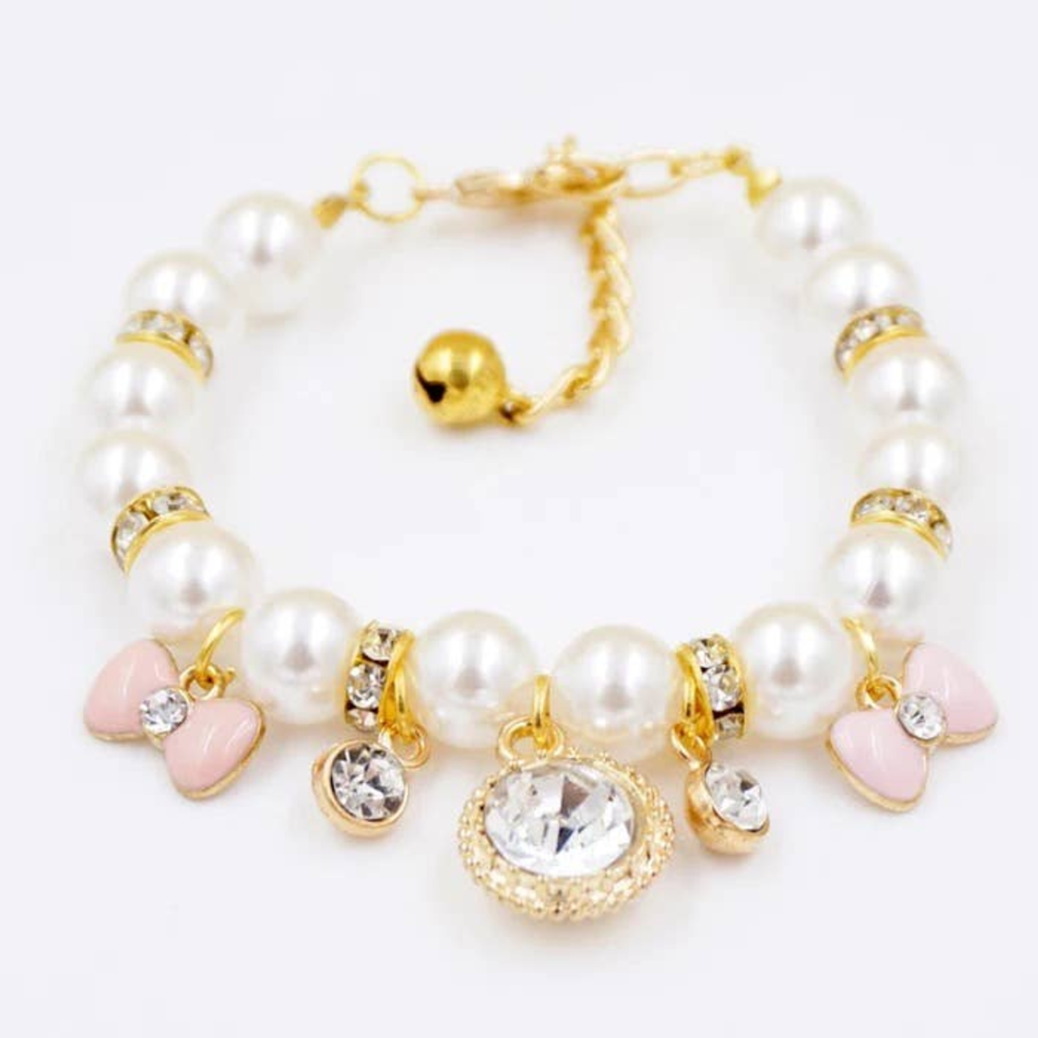 Bark Fifth Avenue Princess Pearl Charm Dog Necklace Dog Collars