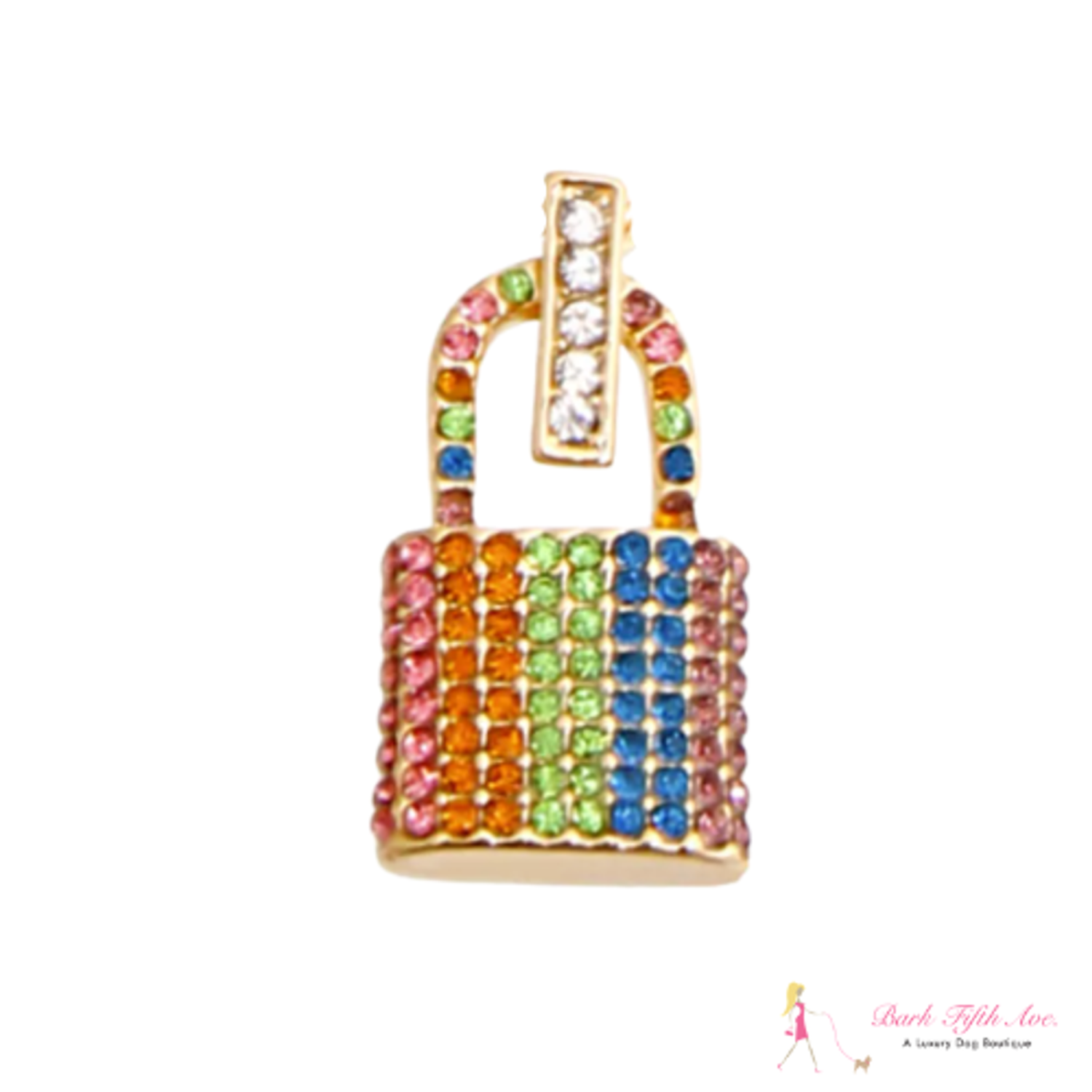 Bark Fifth Avenue Rainbow Rhinestone Lock Charm Pet Accessories