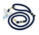 Nauti-dog Handmade LLC Raindrop Spring Watercolor Blue Herringbone Premium Rope Leash Dog Leashes