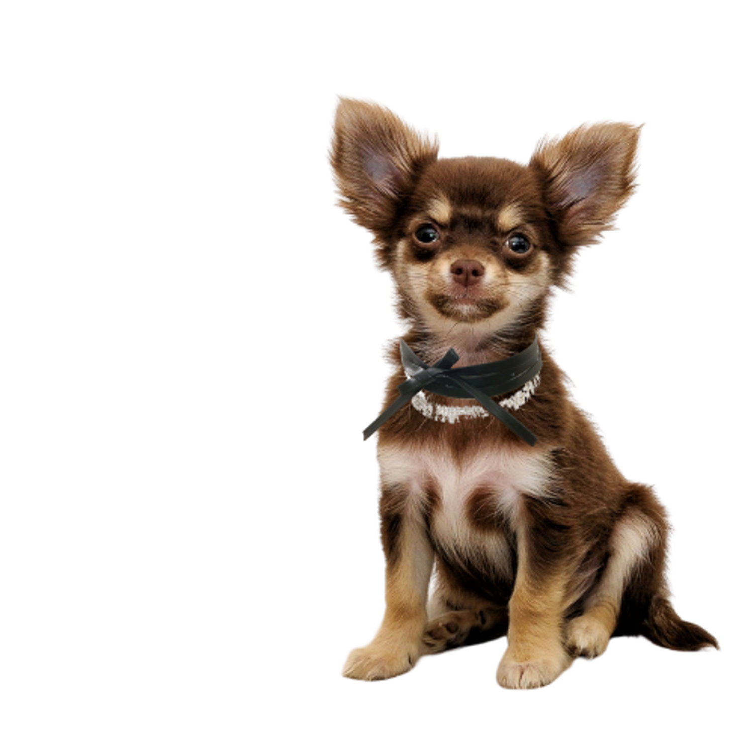 Bark Fifth Avenue Rhinestone Ribbon Leatherette Pet Necklace Pet Accessories