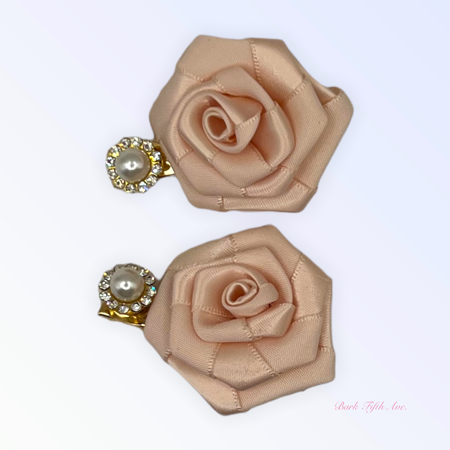 Bark Fifth Avenue Silk & Pearl Florette Hair Clips Pet Accessories