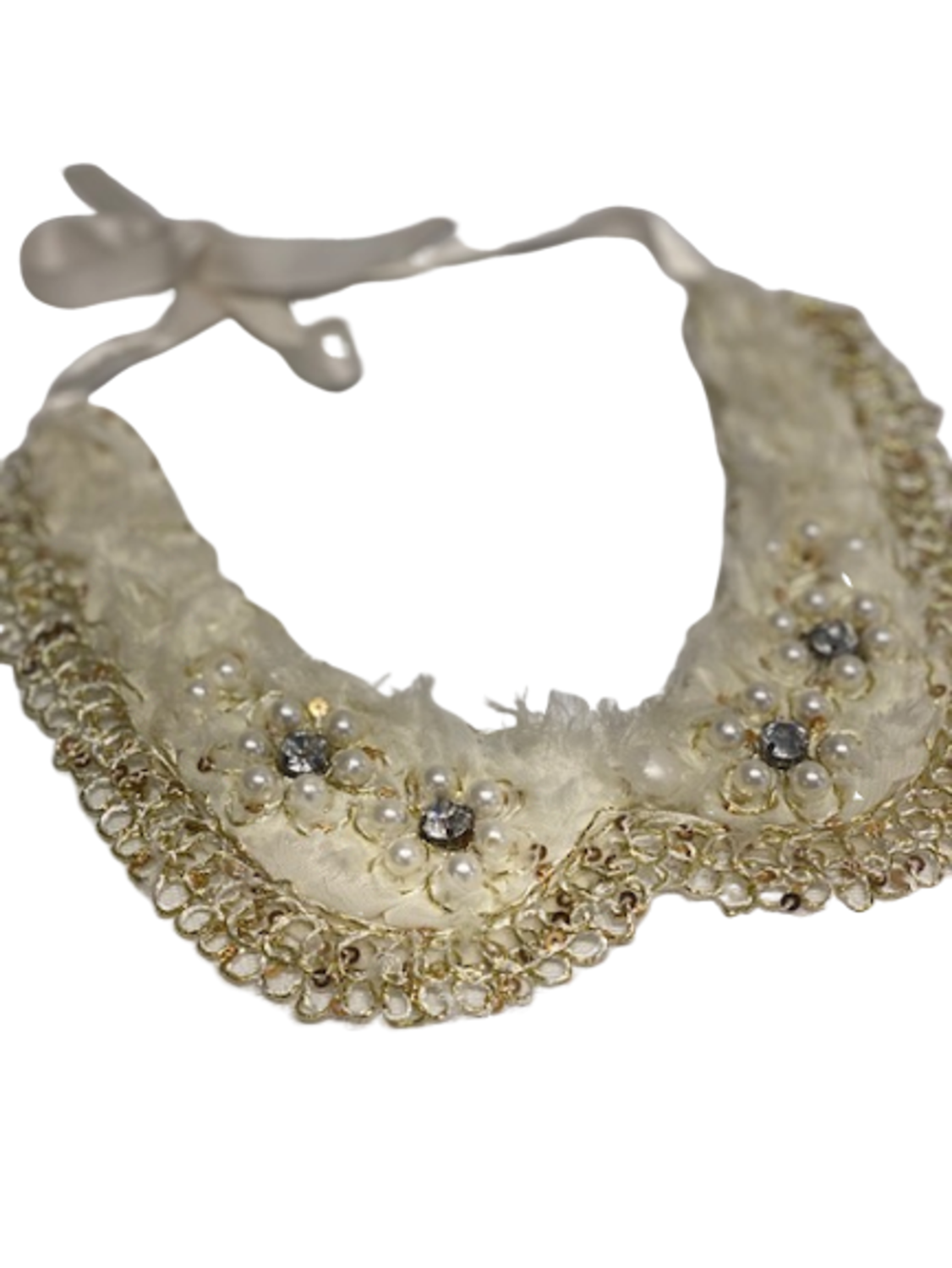 Bark Fifth Avenue VINTAGE PEARL FLOWER NECKLACE Dog Collars