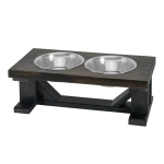 Bearwood Essentials Farmhouse 2-Bowl Elevated Dog Feeder Ebony Small