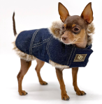 DoggieCoutureNY DCNY Faux Fur Denim Coat Dog Clothes
