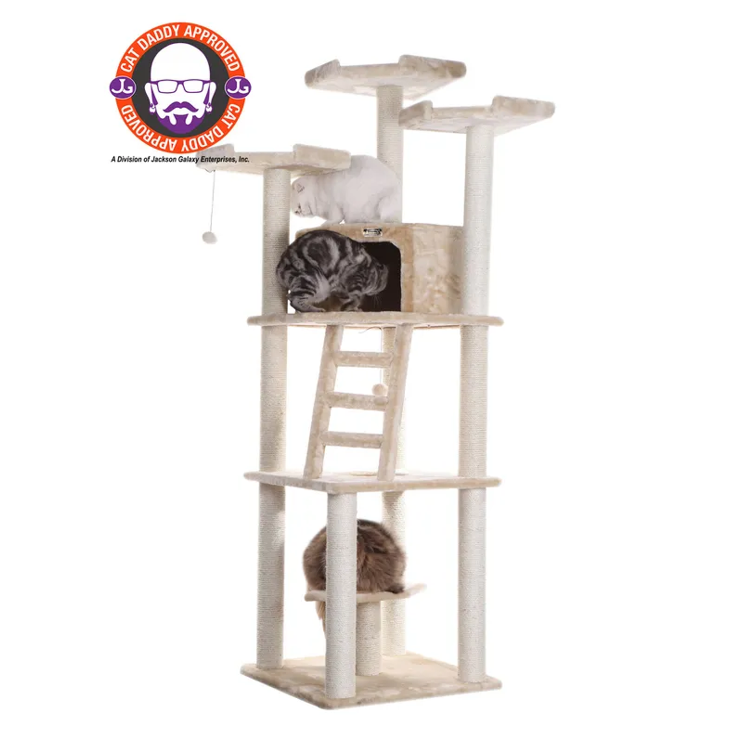 AeroMark International Inc Armarkat Multi-function Real WOOD Cat Tower Beige Scratchers