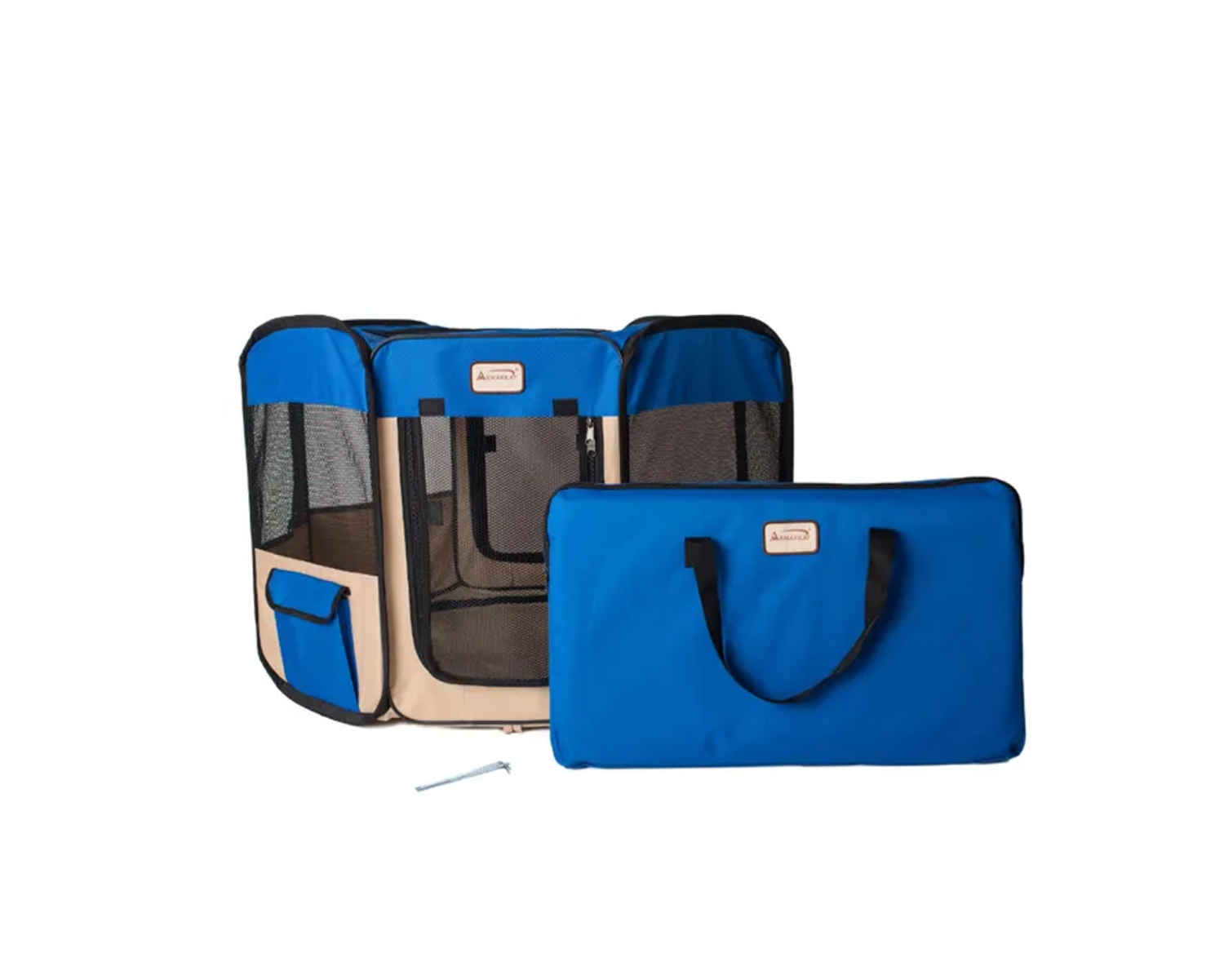 AeroMark International Inc Armarkat PP001B-M Portable Pet Playpen In Blue and BGE Combo Pet Carriers