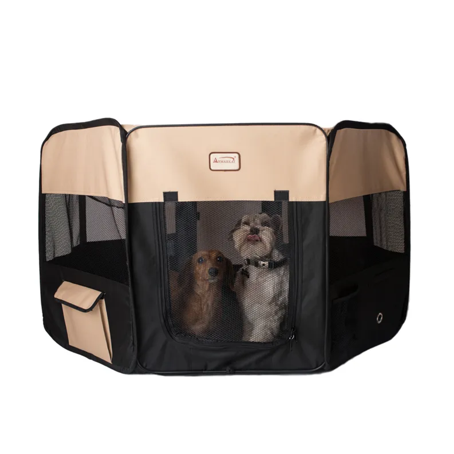 AeroMark International Inc Armarkat PP003BGE-XL Portable Pet Playpen In Bk and Bge Comb Pet Carriers
