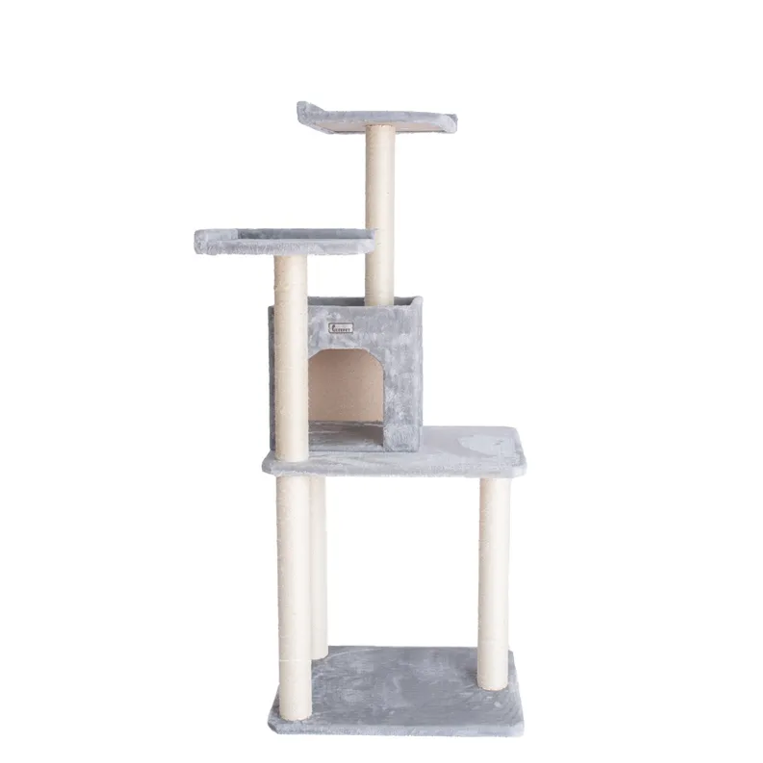AeroMark International Inc GleePet 57-Inch Cat Tree Two-Door Real Wood Condo Gray Scratchers