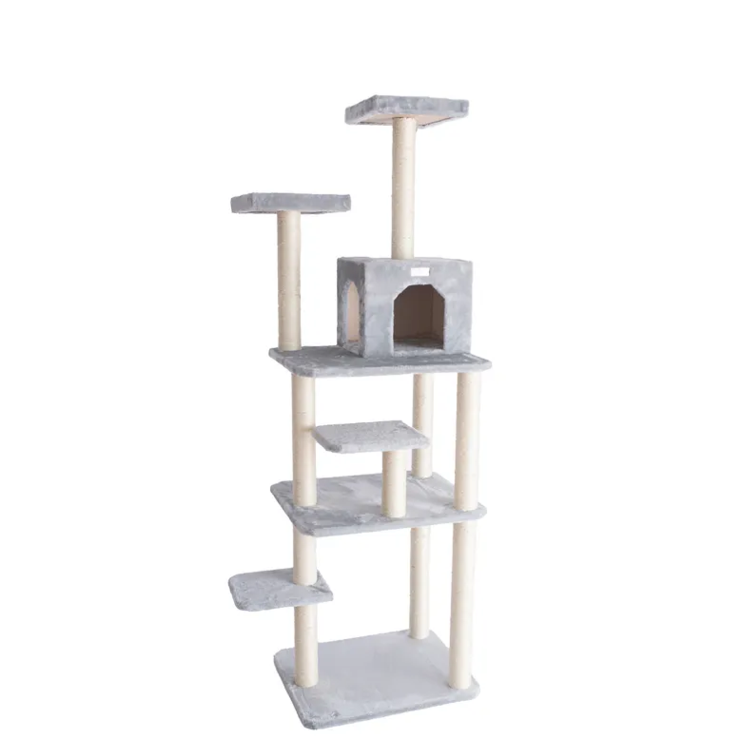 AeroMark International Inc GleePet 74-Inch Real Wood Cat Tree W Seven Levels Gray Scratchers