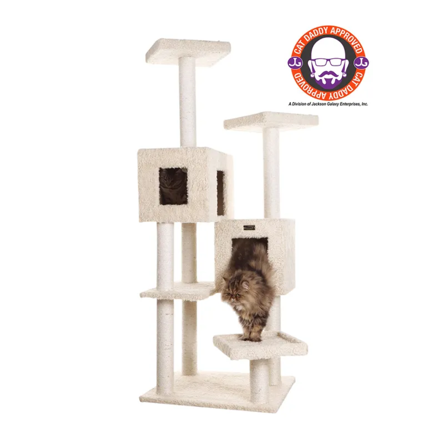 AeroMark International Inc Multi-Level Real Wood Cat Tree W Two Condos