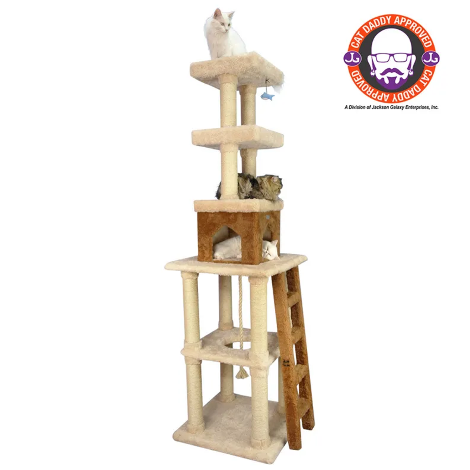 AeroMark International Inc Real Wood  Multi-Level Cat Tower X8303 Cat Tree In Beige Scratchers