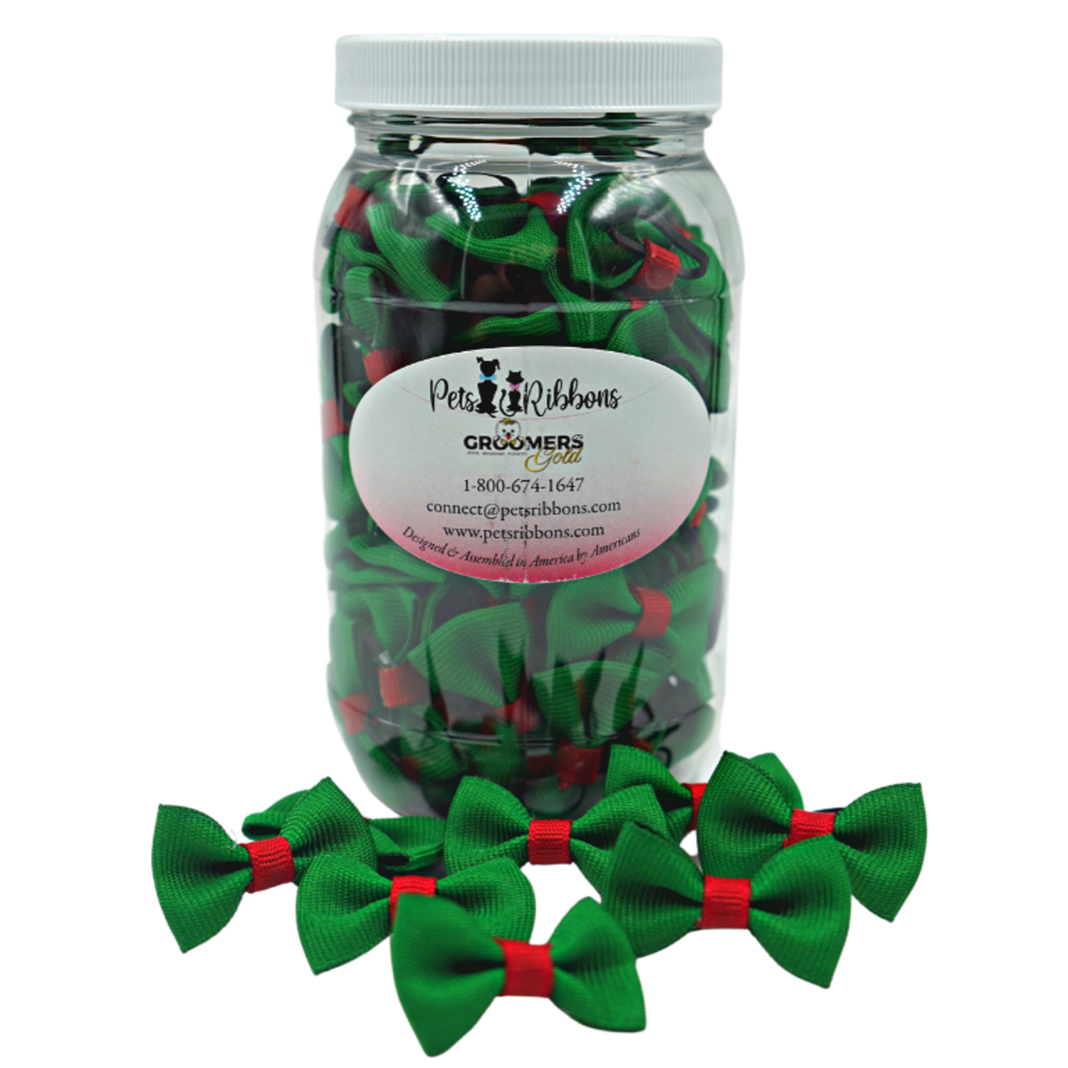 Pets Ribbons GD110 | 50-100 Christmas Dog / Cat Dinky bows in a bottle|Pets Ribbons Pet Accessories