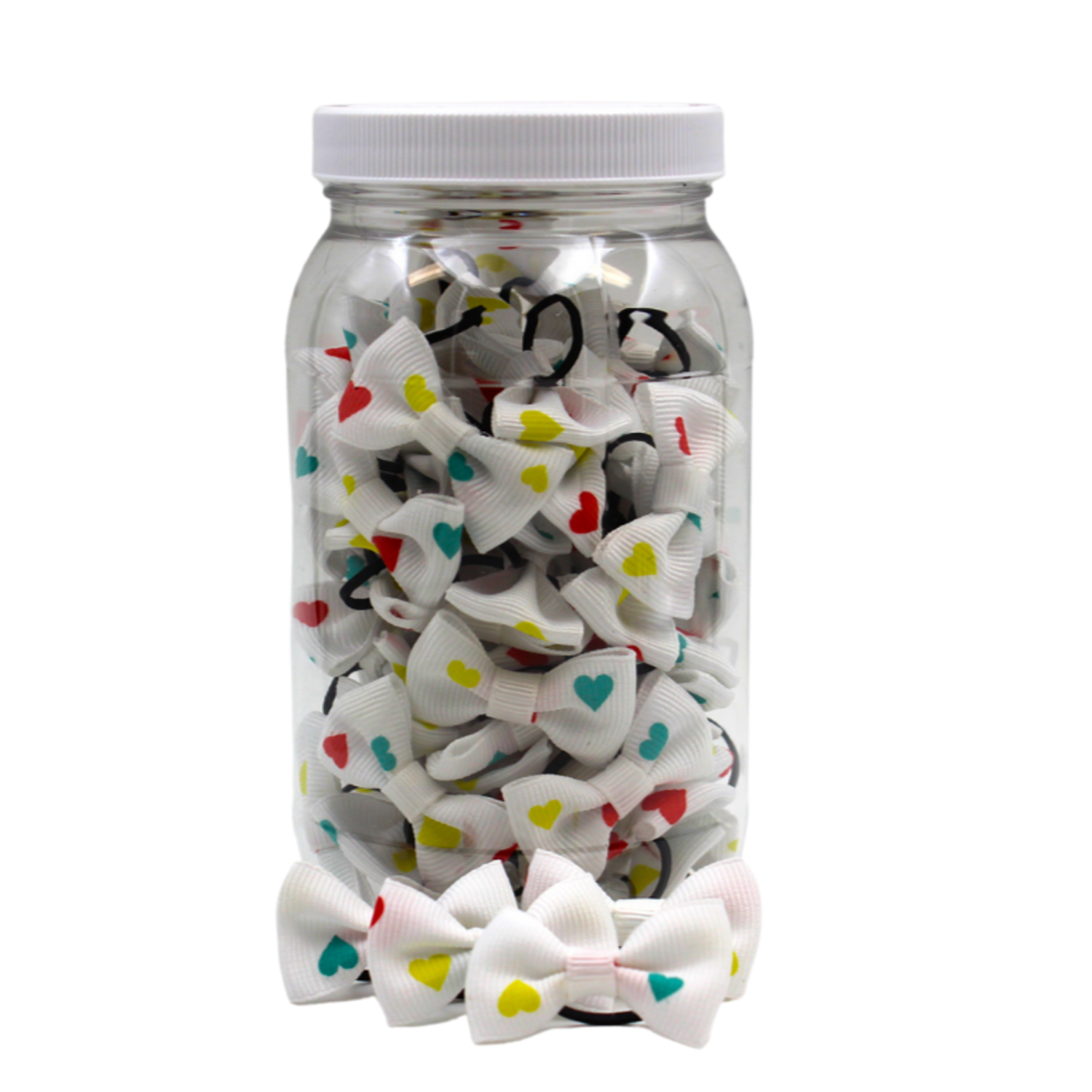 Pets Ribbons GD111 | 50-100 Heart Groomers Dinky Dog / Cat Bows in Jar|Pets Ribbons Pet Accessories