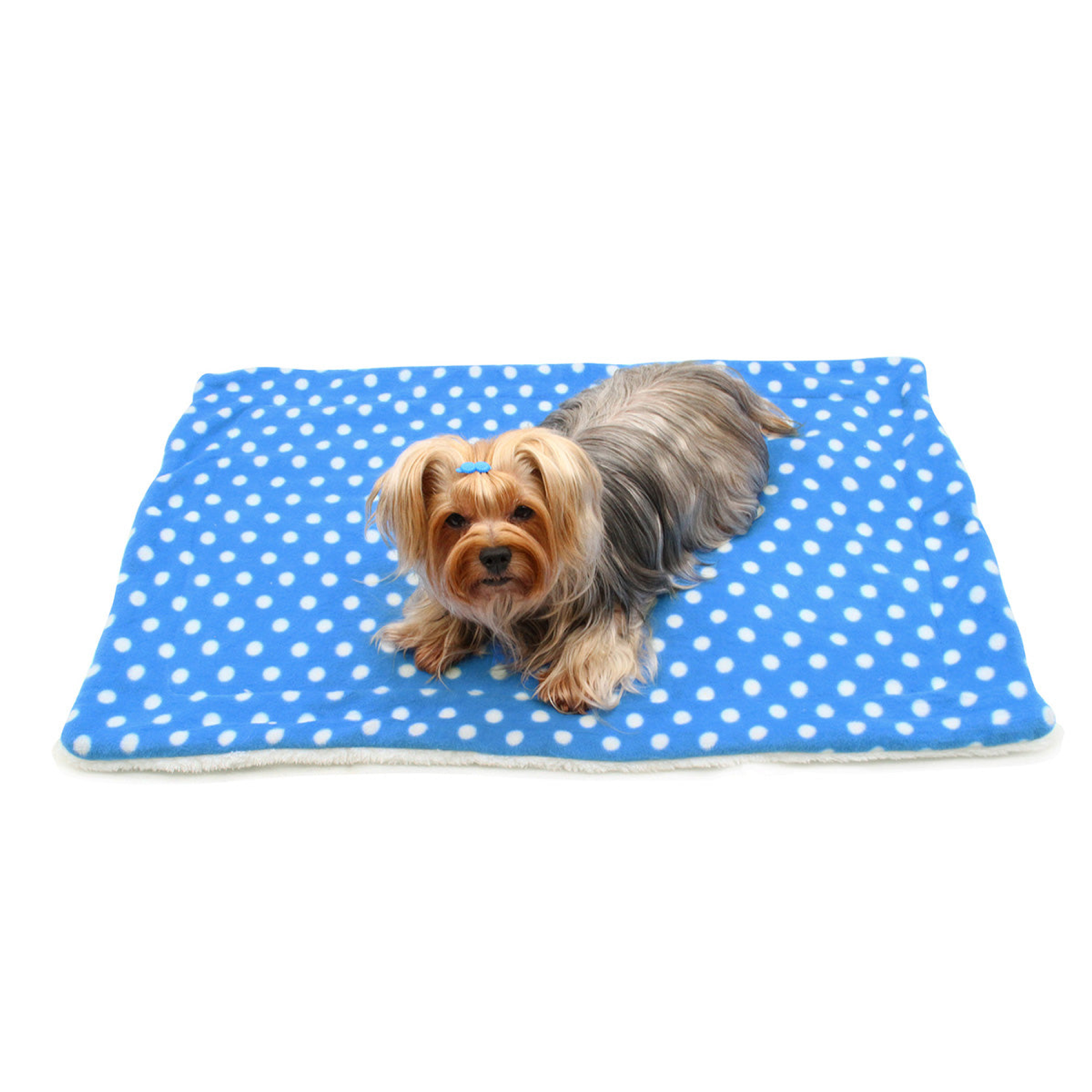 Klippo Pet Inc Dog Clothes Klippo Pet Inc Blue with White Polka Dots Fleece/Plush Blanket Dog Clothes