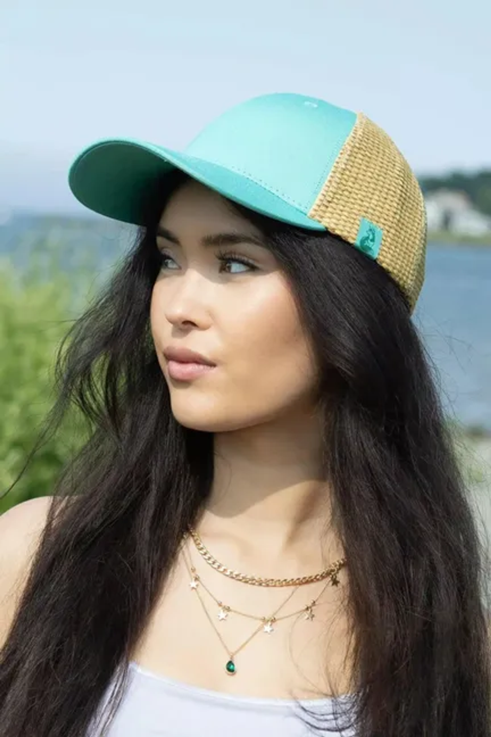 Aria the Fox LLC Island Vibes Baseball Cap with Raffia Pet App