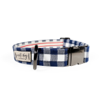 Nauti-dog Handmade LLC Buffalo Navy Check Plaid Oxford Buckle & Martingale Dog Collar Dog Collars