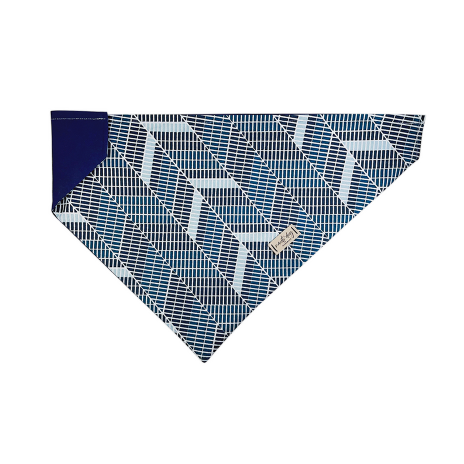 Nauti-dog Handmade LLC Dog Collars Nauti-dog Handmade LLC Cabana Mod Geometric Teal & Navy Over-the-collar Bandana Dog Collars