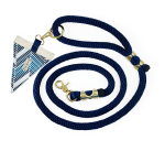 Nauti-dog Handmade LLC Cabana Mod Geometric Teal & Navy Premium Rope Dog Leash Dog Leashes