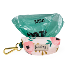Nauti-dog Handmade LLC Charleston Blush Floral Tea Rose Dog Waste Poop Bag Dispenser Poop Bags