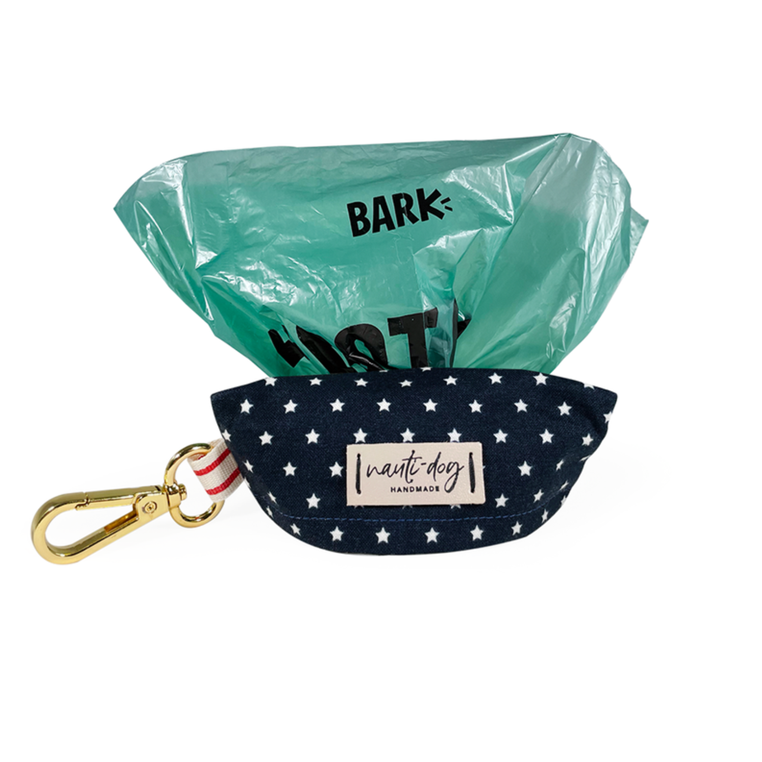 Nauti-dog Handmade LLC Independence Patriotic American Star Navy Dog Waste Poop Bag Dispenser Poop Bags
